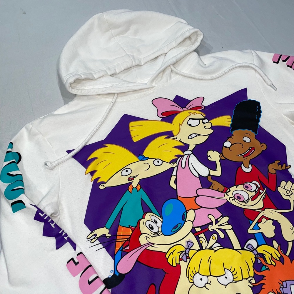 Nickelodeon Made in the 90s‎ Rugrats Hey Arnold Graphic Hoodie White Small